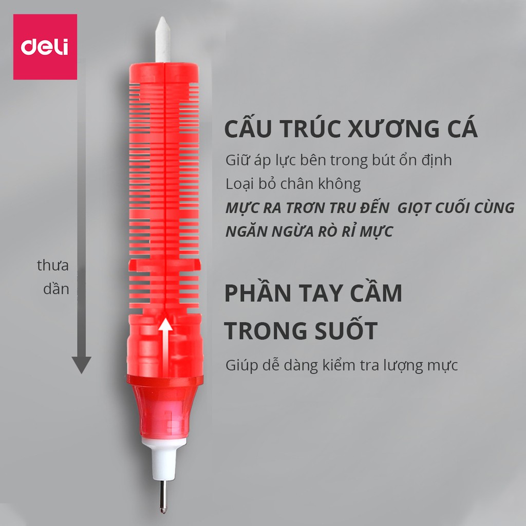 Bút Gel Bút Nước Deli Bút Viết Tiếng Trung Roller Pen Cao Cấp Ngòi 0.5mm Viết Trơn Tru  Học Sinh Màu Xanh Đen Đỏ