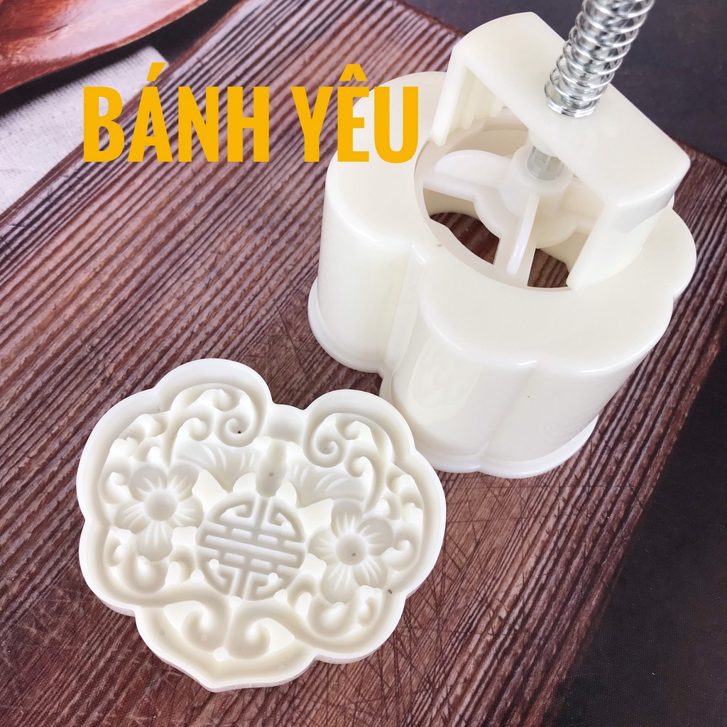 Khuôn bánh Trung Thu Lò Xo 150g 1 mặt - Đầu Lân / Khóa Trường Mệnh