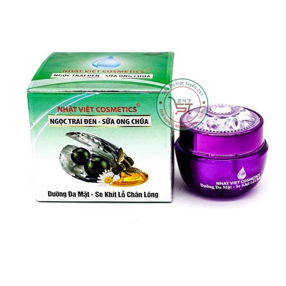 Kem dưỡng Trắng da mặt Se khít lỗ chân lông Ngọc Trai Đen sữa ong chúa Nhật Việt V6 8g (Xanh lá-xám)