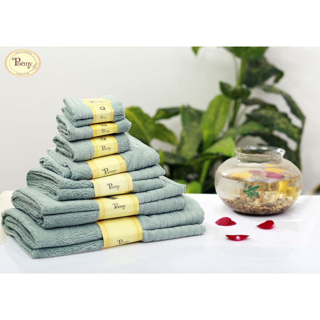Ảnh Khăn mặt vuông Poemy Sọc Gân kt 29x29 - Mầu xanh lạnh 2