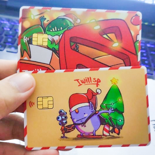 Miếng Dán Trang Trí HAPPY CHRISTMAS DOTA 2 - Decal Thẻ ATM (Thẻ Chung Cư, Thẻ Xe, Debit, Credit) NF2