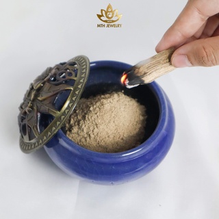 Bột Trầm Hương Nguyên Chất Xông Nhà (Có Lư Sứ) - Trầm Sánh Tự Nhiên Cao Cấp - Mộc Trầm Hương MTH