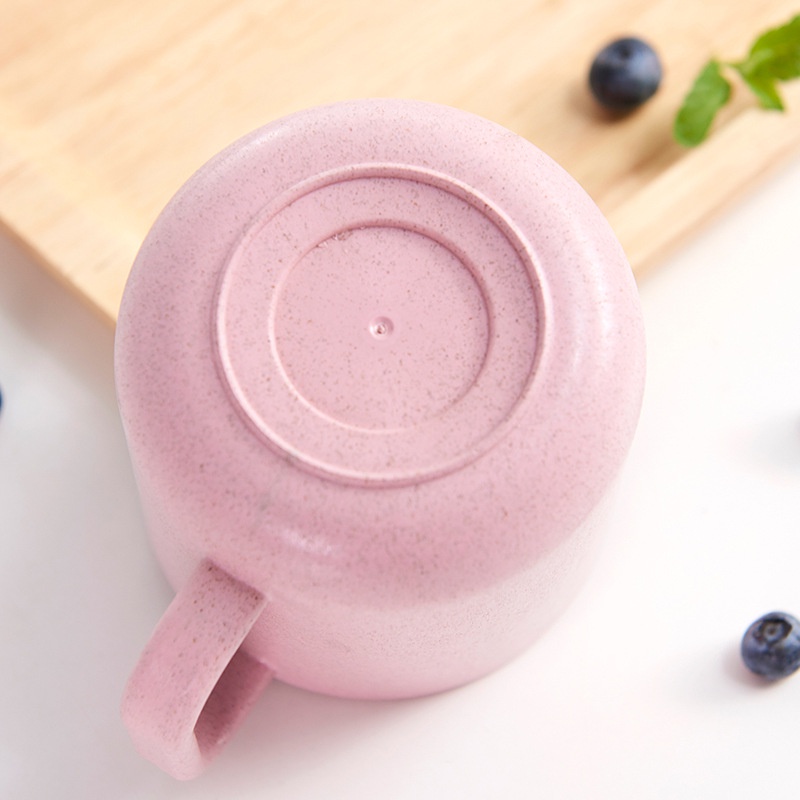 Cốc Uống Cà Phê Bằng Nhựa Rơm Lúa Mì Thân Thiện Với Môi Trường Có Tay Cầm Đơn Giản Dễ Thương