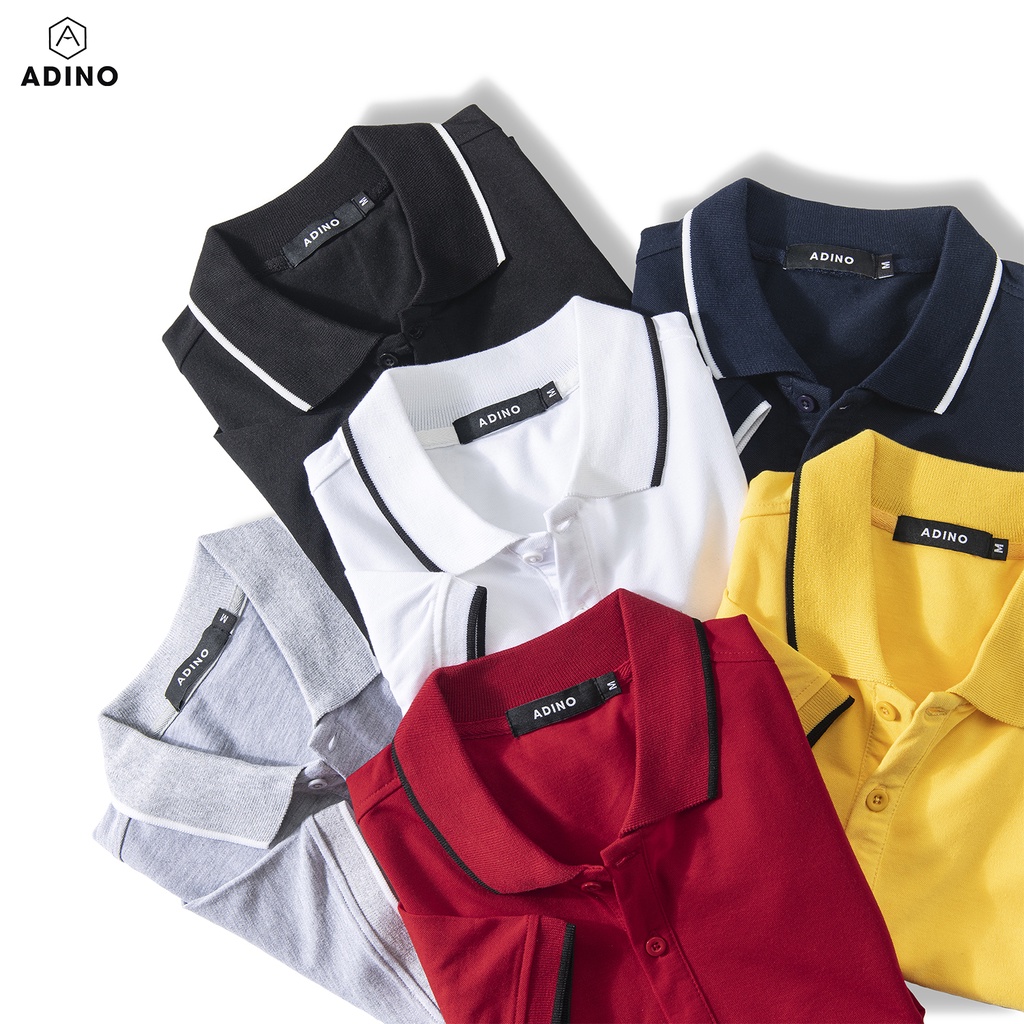 Áo polo nữ ADINO 6 màu phối viền vải cotton co giãn dáng công sở ...