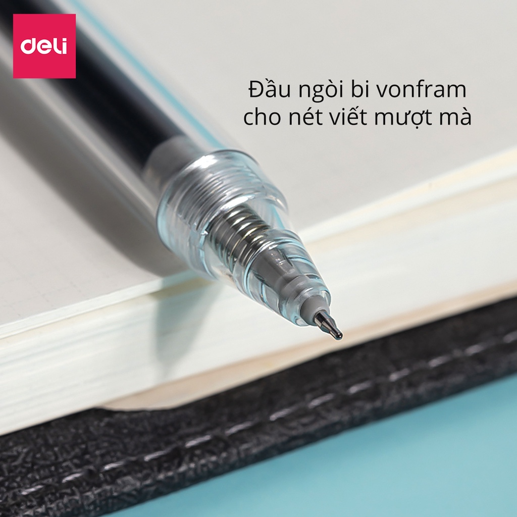[MUA KÈM 1K] Bút Gel Deli Học Sinh Ngòi 0.5 Mực Đen Nhanh Khô Thiết Kế Vỏ Trong Suốt - có ngòi thay thế - 1 chiếc