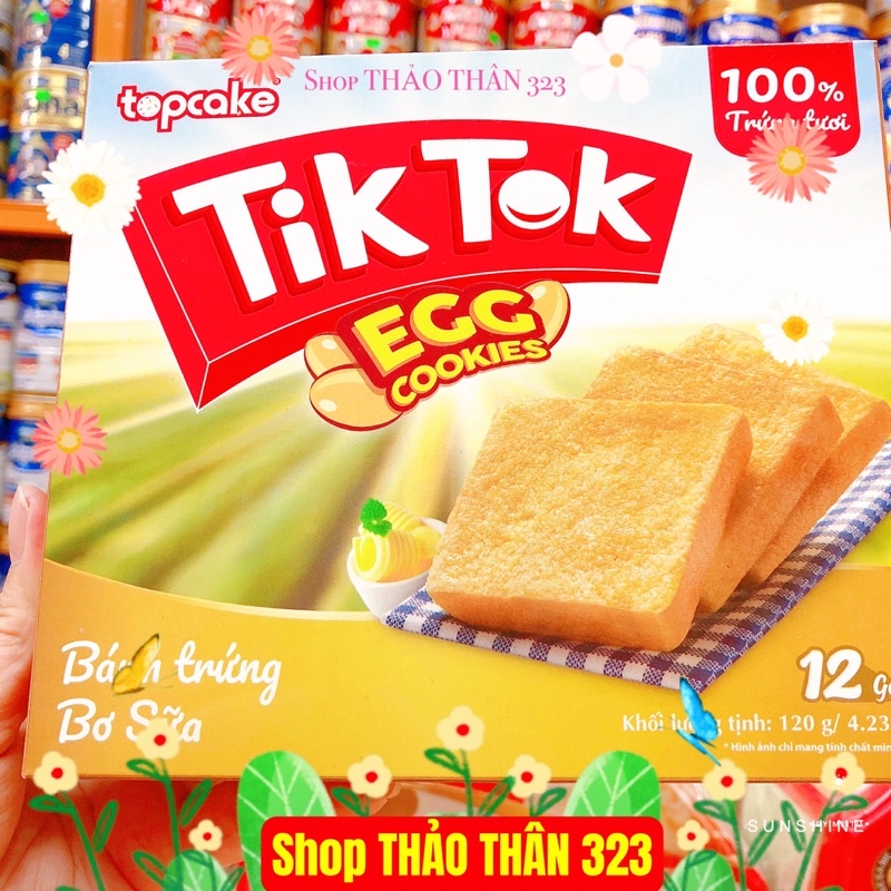 T05/2023- Bánh Tik Tok Trứng Bơ Sữa hộp 120g (12 Gói) | Shopee Việt Nam