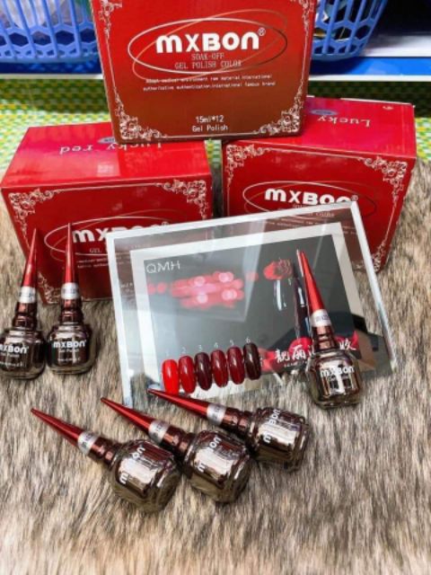 Sơn gel Mxbon chính hãng tone đỏ 6 màu tôn da, chất gel đậm đặc lên chuẩn màu (chai 15m)