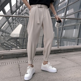 Quần T Nam Thắt Lưng Tự Do Hàn Quốc Chất Lượng Cao Drape Ice Silk Phù Hợp Với Mùa Hè Mỏng Phong Cách Cao Cấp Cảm Giác Đến Mắt Cá Chân Quần Dài Mắt Cá Chân