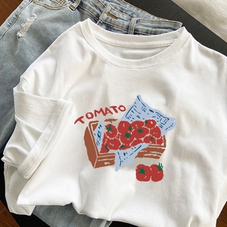 Áo thun HIIXIIVI cotton tay ngắn cổ tròn in hình thời trang mùa hè phong cách Hàn Quốc cho nữ