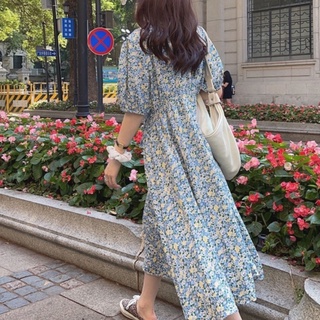 Đầm Voan Hoa Dáng Dài Chiết Eo Thời Trang Mùa Hè Xinh Xắn Cho Nữ