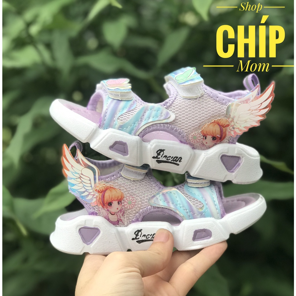 sandal bé gái dép quai hậu cho bé gái đi học công chua cánh tiên siêu nhẹ quai vải thấm mồ hôi thời trang hè QCCC A02