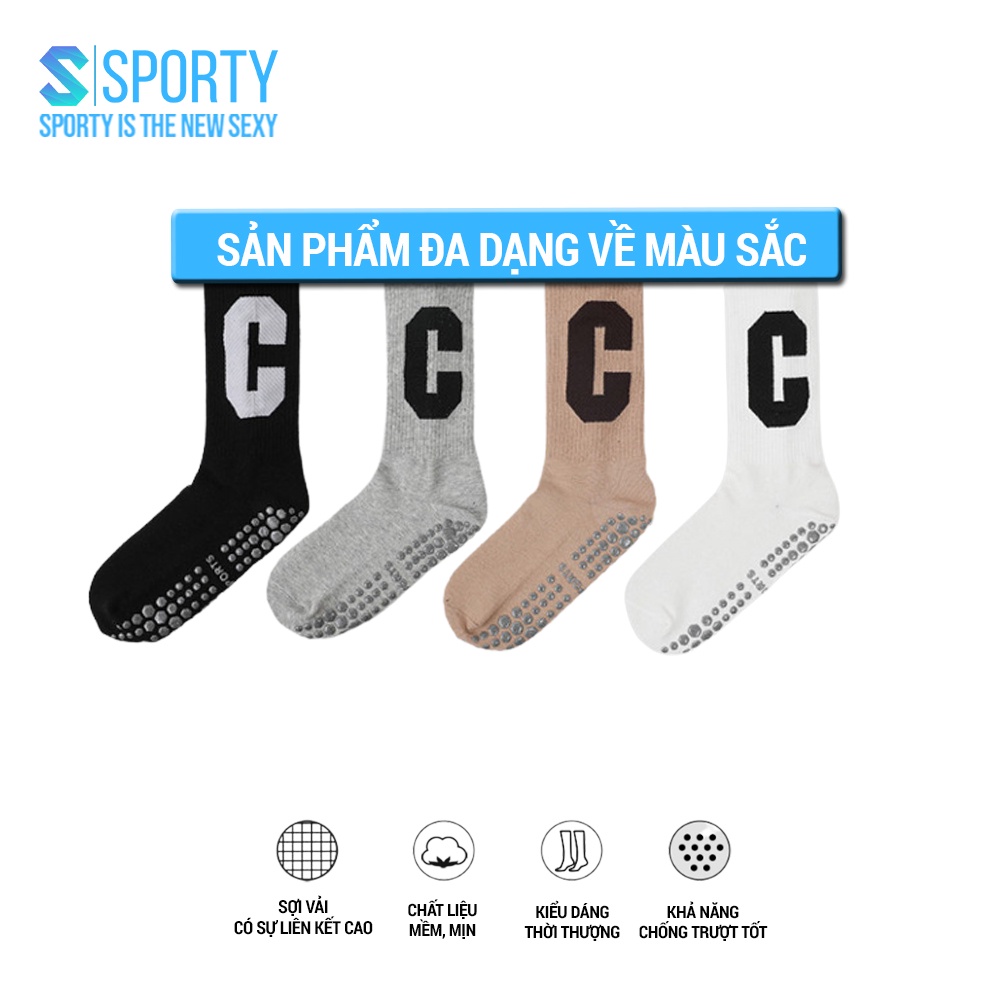 Tất Yoga Chống Trượt SPORTY Vớ Yoga Cổ Cao tập thể dục Chữ C êm ái, tránh hôi chân, đảm bảo an toàn