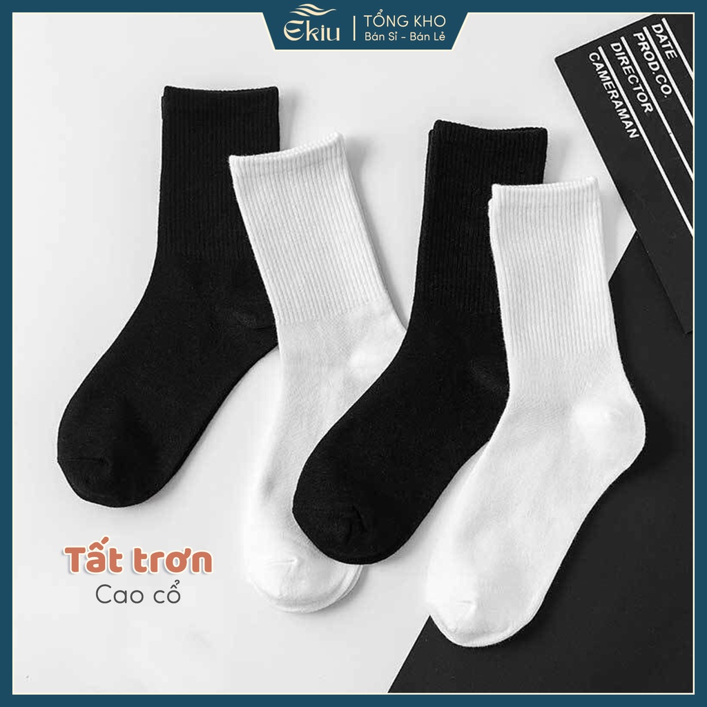 Tất vớ cổ cao nam nữ phong cách Ulzzang Hàn Quốc, chất liệu Cotton thông thoáng co giãn 4 chiều - Ekiu Shop