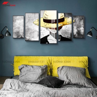 Tranh treo tường, tranh tráng gương bộ 5 tấm One Piece decor trang ...