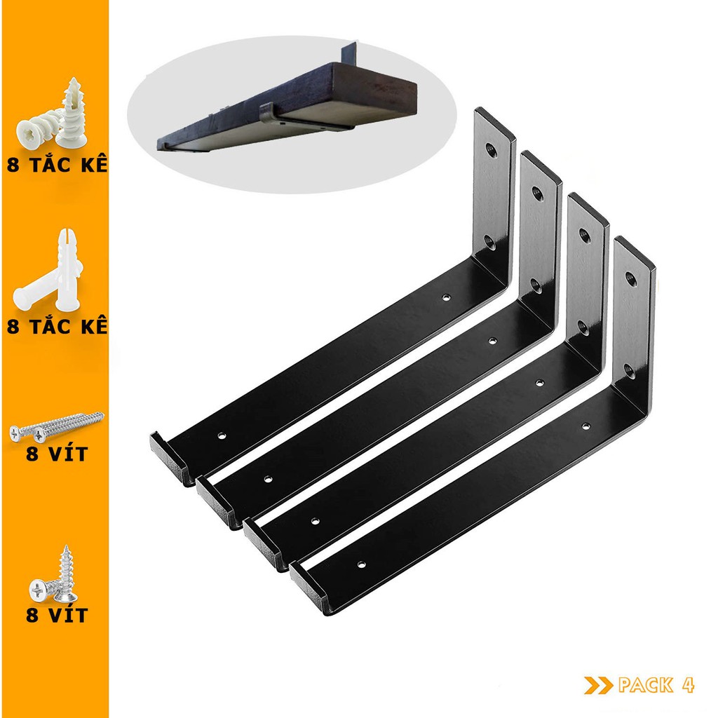 Combo 4 giá đỡ chữ L pat mặt dưới 30 - 25cm (tấm gỗ 28.5 - 23.5cm), ke ...