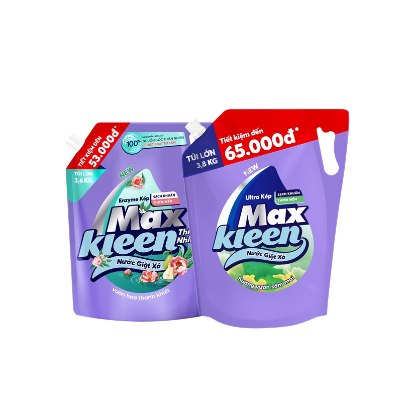 Ảnh Combo 2 Túi nước giặt xả MaxKleen Thiên nhiên 3.6kg + Sớm mai 3.8kg 1