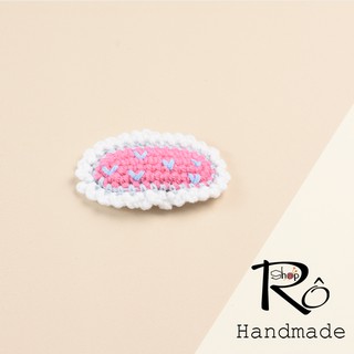 Kẹp tóc len thêu trái tim dễ thương cho nữ và bé gái 6cm |Đồ cặp tóc mái xinh |Shop Rô Handmade