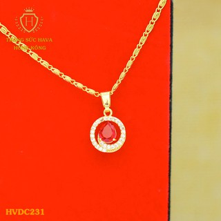 Dây Chuyền, Vòng Cổ Nữ Mặt Đính Đá, Titan Xi Mạ Vàng Non 24k Cao Cấp - Trang Sức Hava Hong Kong