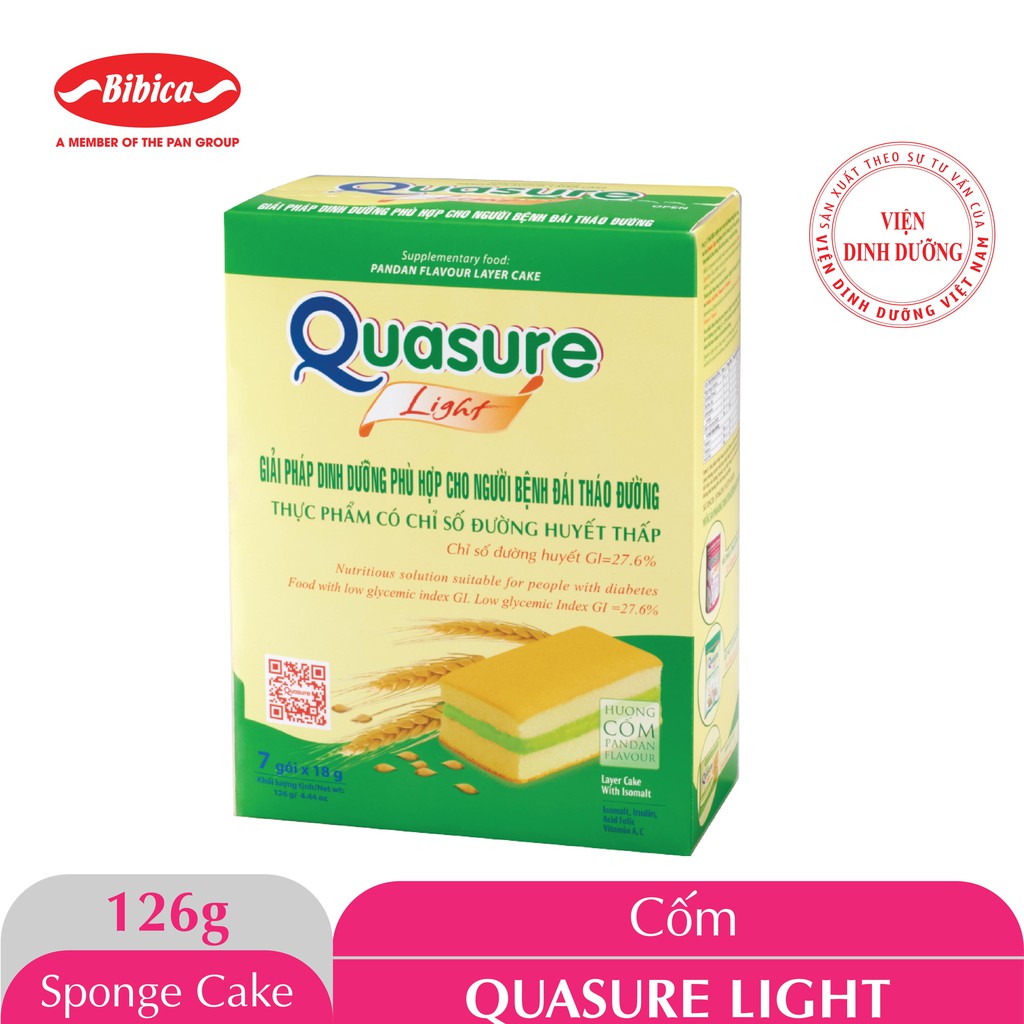 Ảnh Bánh Bông Lan Quasure Light Bibica 126g - Thực phẩm dành cho người ăn kiêng, tiểu đường 2