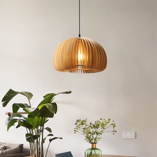 AIMI Thiết Kế Nhật Bản Vintage Basswood Nhà Bếp Đèn Trần Ăn Đèn Chùm Bí Ngô Mặt Dây Chuyền Đèn Nhà Hàng Tre Đèn Chùm