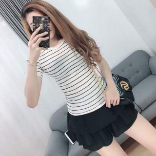 Áo thun tay dài tay ngắn sọc
