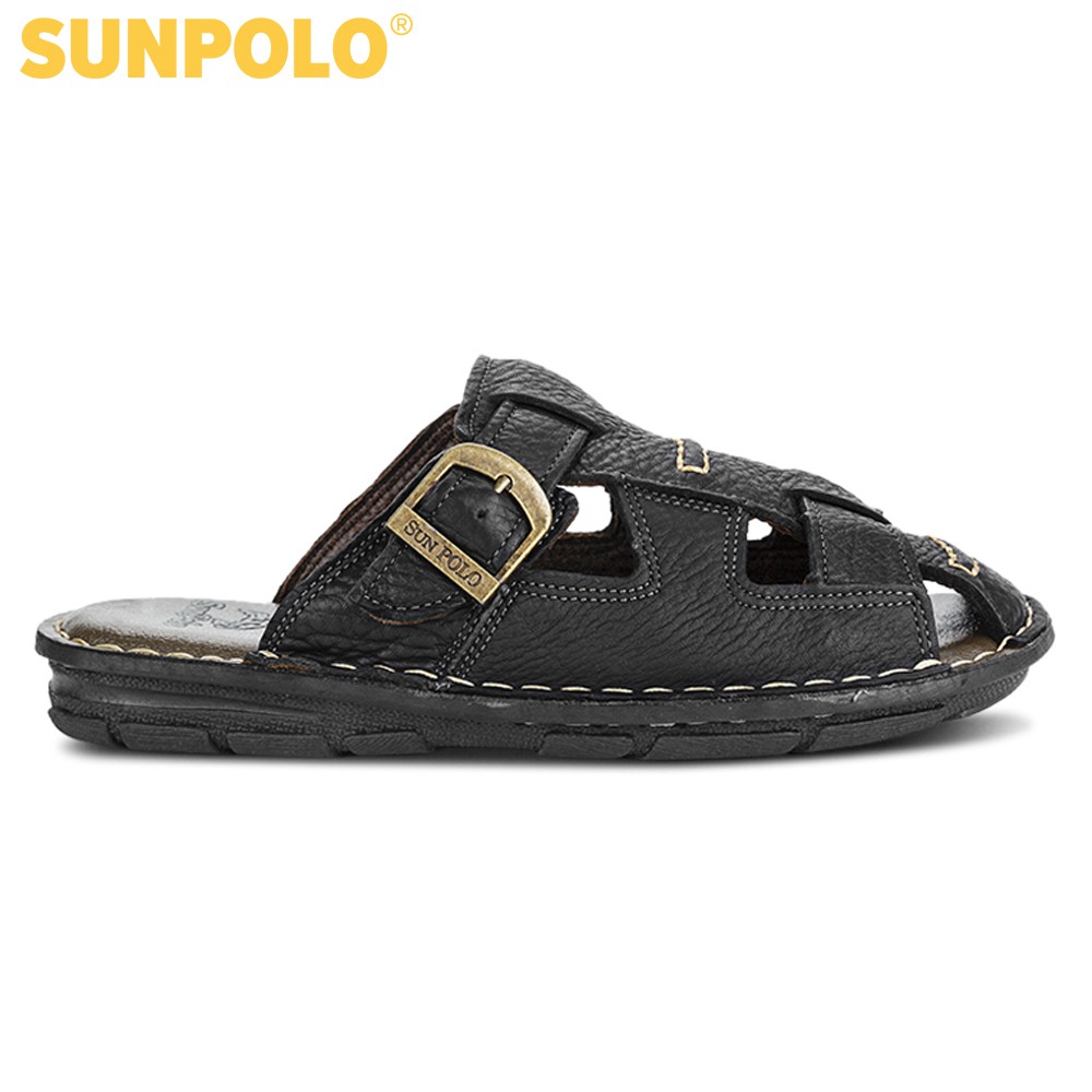 Ảnh Dép Quai Ngang Nam Da Bò SUNPOLO ABI019 Có Big size 44 45 1