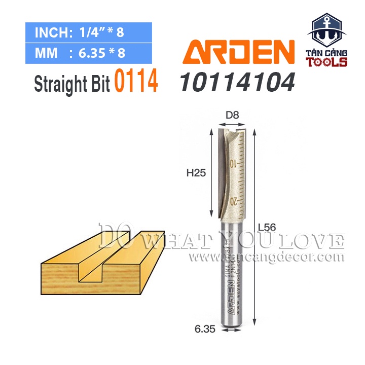 Mũi Router Móc Rãnh Arden 25 x 8 mm Cốt 6.35 mm | Shopee Việt Nam