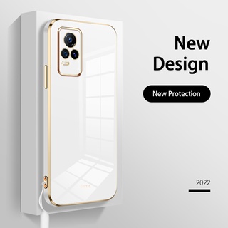 Ốp Điện Thoại Cho Vivo V21 V21E 4G 5G Y73 2021 Mạ Điện Chính Xác Camera Silicon Mềm Có Dây Buộc Miễn Phí
