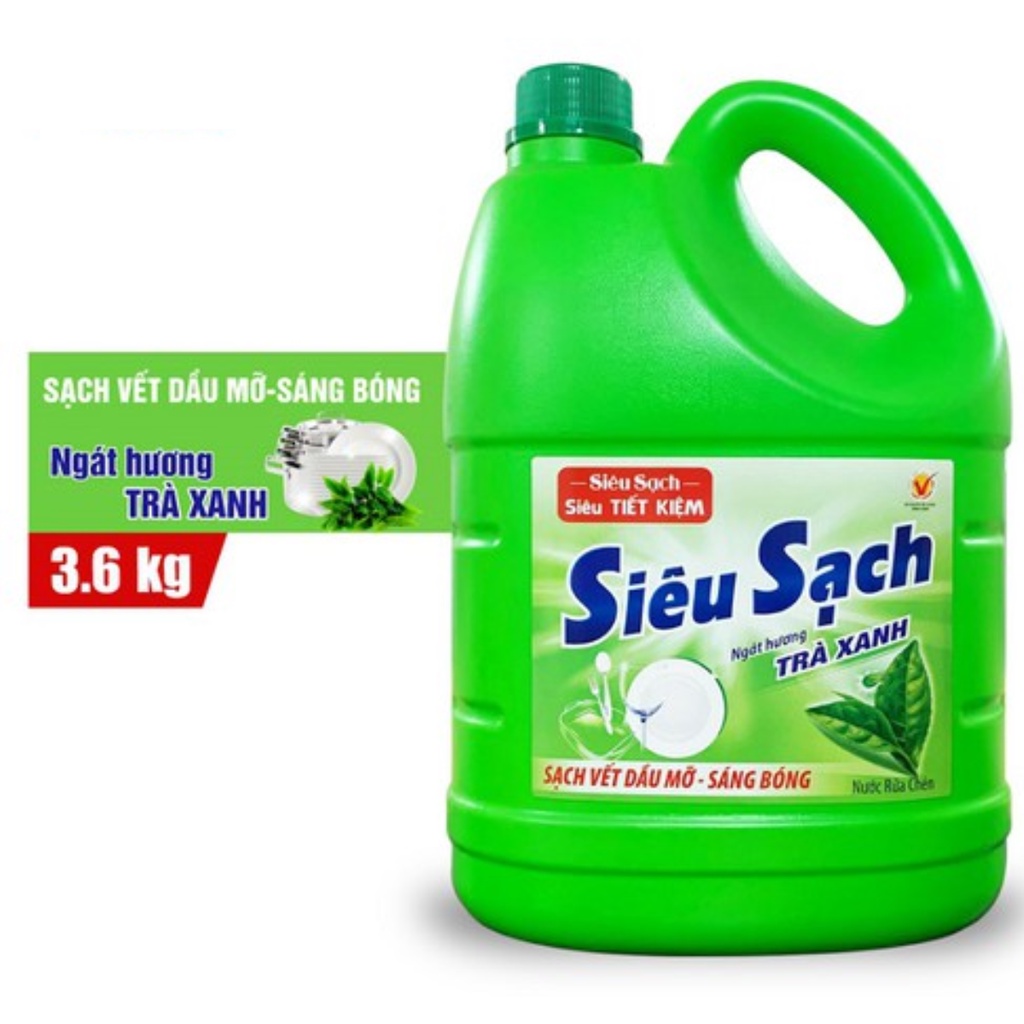 Ảnh Nước Rửa Chén Lix Siêu Sạch Hương Trà Xanh 3.6Kg N8105 thơm dịu sạch bóng vết dầu mỡ 2