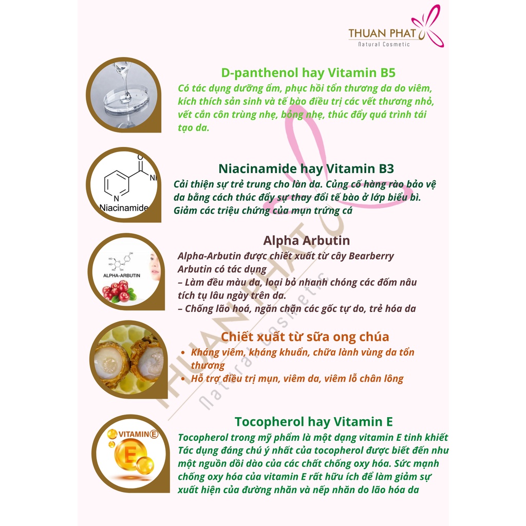 Kem dưỡng trắng, giữ ẩm, ngừa nhăn, ngừa lão hoá.