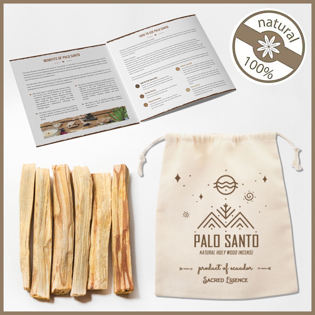 Set Quà Palo Santo Ecuador 5 Thanh | Xông Nhà Thanh Lọc | Quà Tặng Độc Lạ Cho Nữ | Sacred Essence