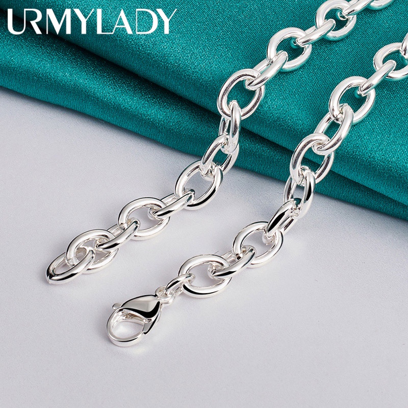 URMYLADY Bạc Trái Tim Mặt Dây Chuyền 18 Inch Dây Chuyền Vòng Cổ Cho Nữ Cưới Đính Hôn Tiệc Thời Trang Quyến Rũ 925 Trang Sức