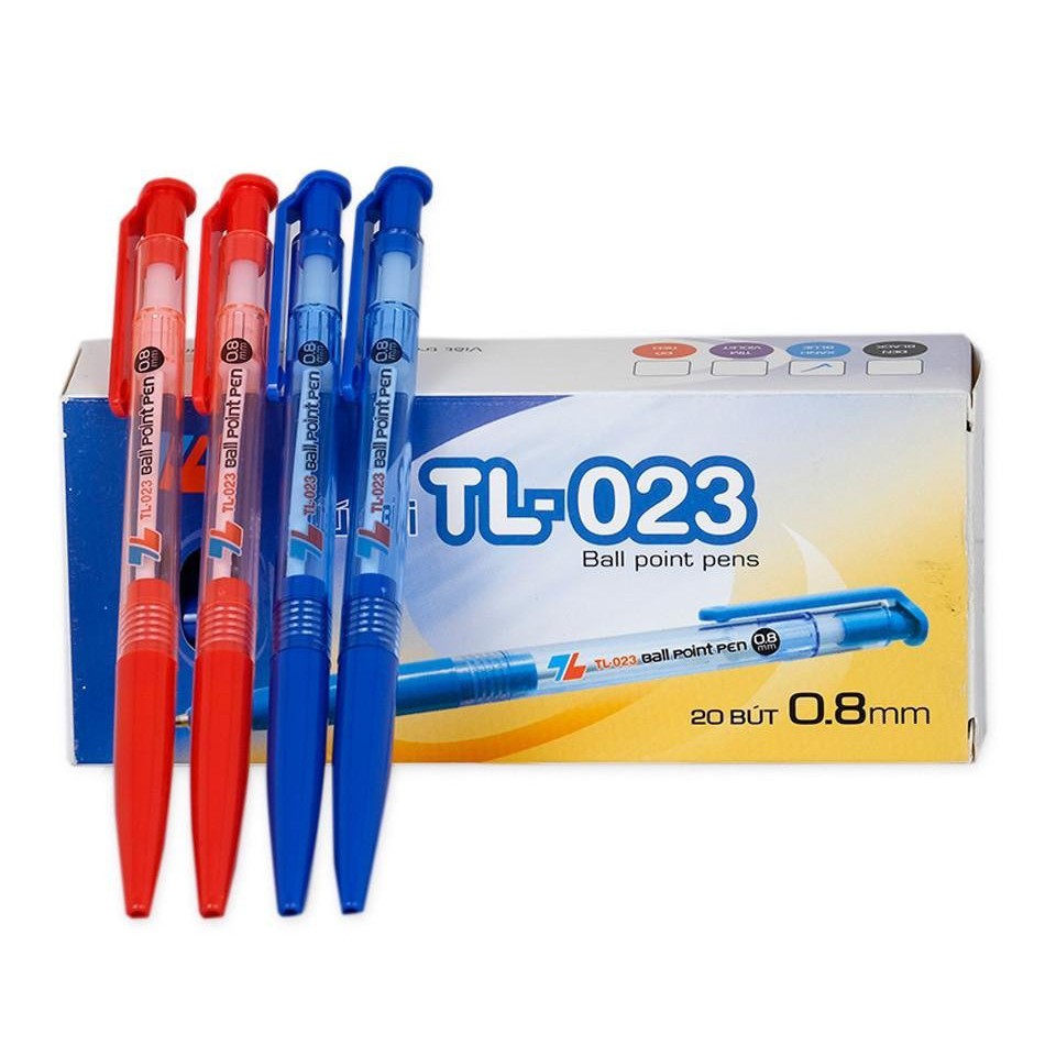 Bút bi Thiên Long 023 ngòi 0.8mm (xanh, đen, đỏ) nét viết êm, trơn, mực ra đều màu mực đậm,đẹp lựa chọn tối ưu của bạn | BigBuy360 - bigbuy360.vn
