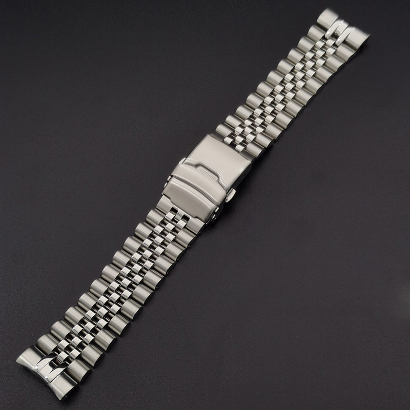 Dành cho Seiko PROSPEX SRP777 SSPA21 Đầu cong rắn 22mm Dây đeo đồng hồ bằng thép không gỉ Diver Jubilee Dây đồng hồ 2,5mm Thanh lò xo Dây đeo đồng hồ cuối vòng cung năm hạt Vòng tay nam
