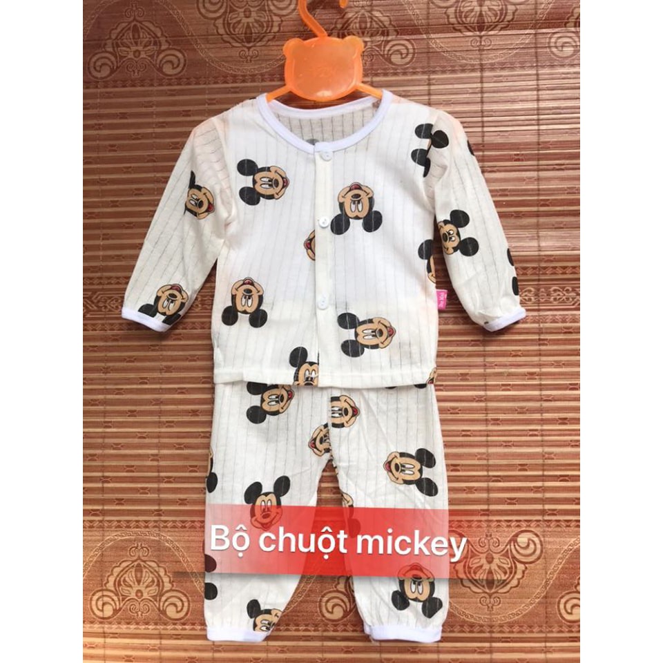 [ĐƯỢC CHỌN MẪU] Bộ cotton giấy dài tay cúc giữa cho bé trai/ gái 4-13kg