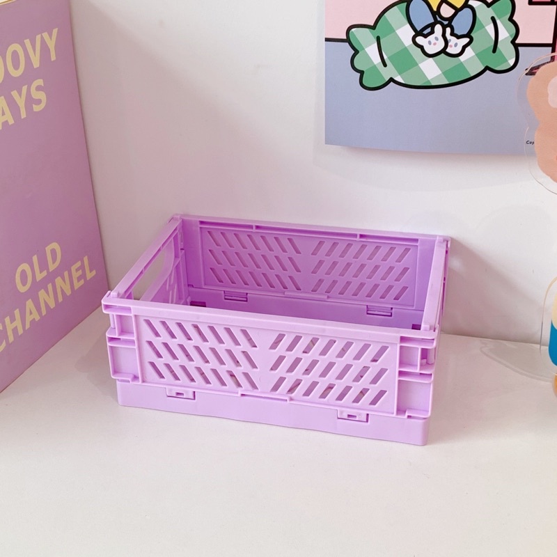 Giỏ Nhựa Mini Gấp Gọn Rổ Đựng Đồ Dùng Học Tập, Đồ Đạc Đa Năng Để Bàn ...