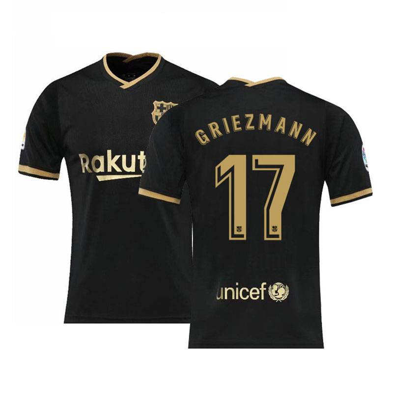 Sy3 2020-2021 Áo bóng đá sân khách Barcelona FCB Áo thun Unisex Áo Messi Suarez Dembele Griezmann De Jong Loose Plus