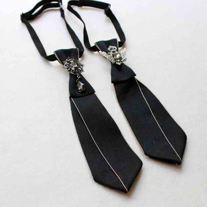 Kikin Nam Nữ Bé Trai Vintage Có Thể Điều Chỉnh Cà Vạt Gothic Steampunk Cho Kim Cương Giả Dây Kim Loại Dây Buộc Pre-Tied Sang Trọng Decorat