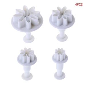 Cc 4 Khuôn Làm Bánh Nhựa Daisy Bộ Dụng Cụ Cắt Bánh Quy Sô Cô La Fondant Trang Trí Dụng Cụ