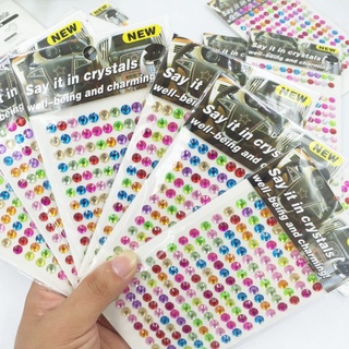 Bảng Sticker đá dán hình tròn 6mm nhiều màu