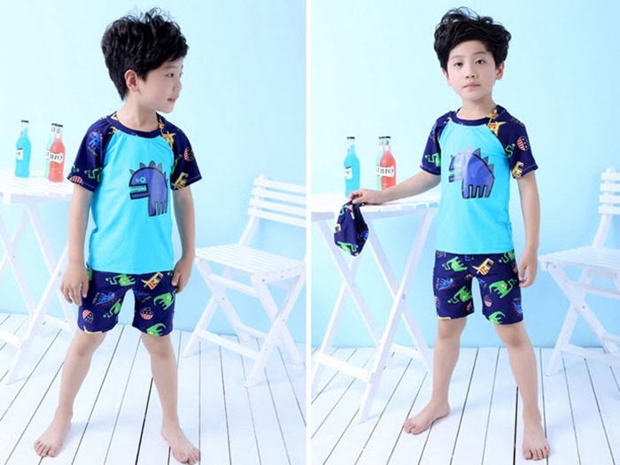 Mô tả Đồ Bơi Trẻ Em Tặng Kèm Nón Bơi Vải Bộ Đồ Bơi Cho Bé Cao Từ 85cm Đến 125cm Khủng Long Xanh Cleacco DBTE BORO SPORT - 2