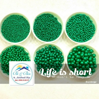 Hạt Trai Hạt Bẹt Màu Xanh Két Đủ Size 3-4-5-6-8-10mm Đính Kết Trang Phục - Phụ Kiện
