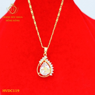 Dây Chuyền Nữ Titan, Vòng Cổ Mặt Đính Đá Xi Mạ Vàng Non 24k Cao Cấp - Trang Sức Hava Hong Kong