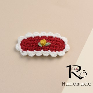 Kẹp tóc viền hoa đẹp cho nữ và bé gái 6.5cm |Cặp tóc len Hàn Quốc xinh xắn |Shop Rô Handmade