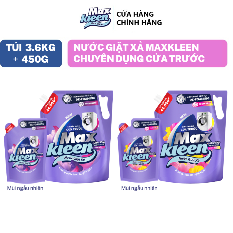 Ảnh Combo Túi Nước Giặt Xả MaxKleen chuyên dụng Cửa Trước 3.6kg + Túi 450G mùi ngẫu nhiên 1