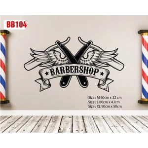 Decal Trang trí, Salon cắt tóc, Barber Shop, hình đôi cánh thu hút khách hàng BB104