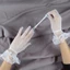 Găng tay lưới cá nữ Yoo có vòng xếp li Lưới cá lưới ngắn ren Găng tay thanh lịch