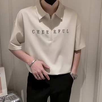 Áo Thun Polo Tay Ngắn In Chữ Phong Cách Hàn Quốc Đơn Giản Thời Trang Cho Nam simple áo polo nam fashion áo thun tay lỡ áo thun nam đẹp dây kéo áo thun nam có cổ from rộng