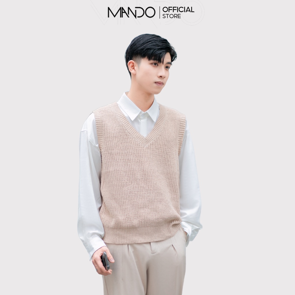 Áo Gile Len Nam Mando 2 Màu Đen Nâu Form Rộng Cổ Tim Basic Thời Trang Hàn  Quốc Unisex Aln57 | Shopee Việt Nam