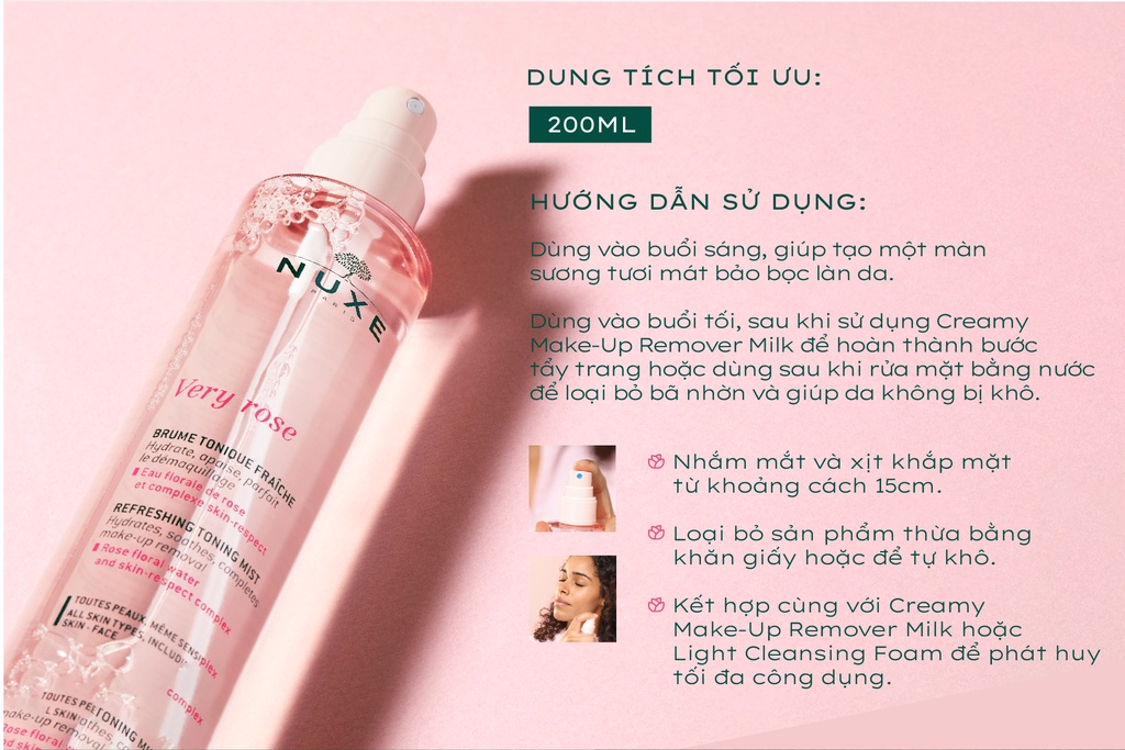 Mô tả Xịt khoáng dưỡng ẩm Nuxe Very Rose 200ml - 4